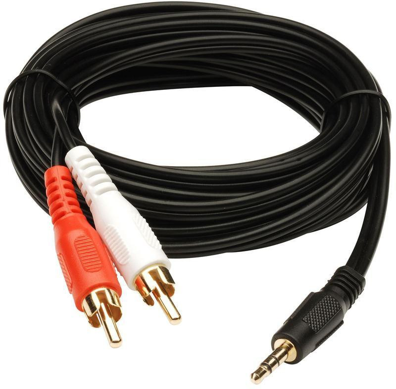 Tech-X 5m Stereo Audio Male to 2 RCA Male Cable 3.5 mm Jack 5 m RCA Audio Video Cable(Compatible with Computer, Black)
