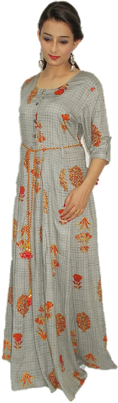 vinayak fashion Women Maxi Grey Dress