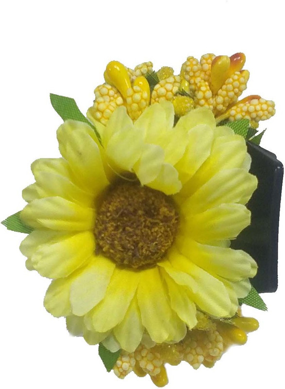 facet world hair clutcher sun flower Hair Pin, Hair Clip, Hair Accessory Set, Hair Claw(Yellow, Black)