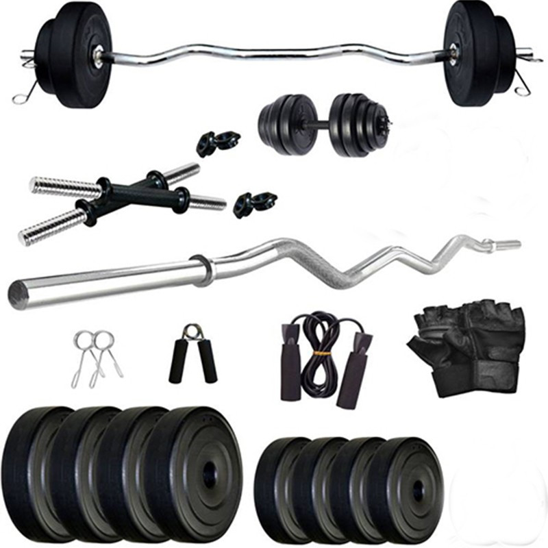 sixer Fitness Home Gym Set 25 kg ( PVC Plates ,Gym Rods ,Gym Gloves ) Home Gym Combo(0 - 20 kg)