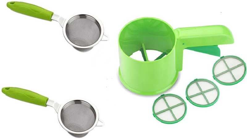slings tea strainer and flour shifte combo of tea strainer and flour shifter Green, Orange, Red, Blue Kitchen Tool Set(Green, Orange, Red, Blue)