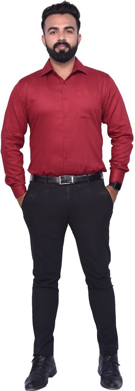 pecker Men Solid Casual Red Shirt