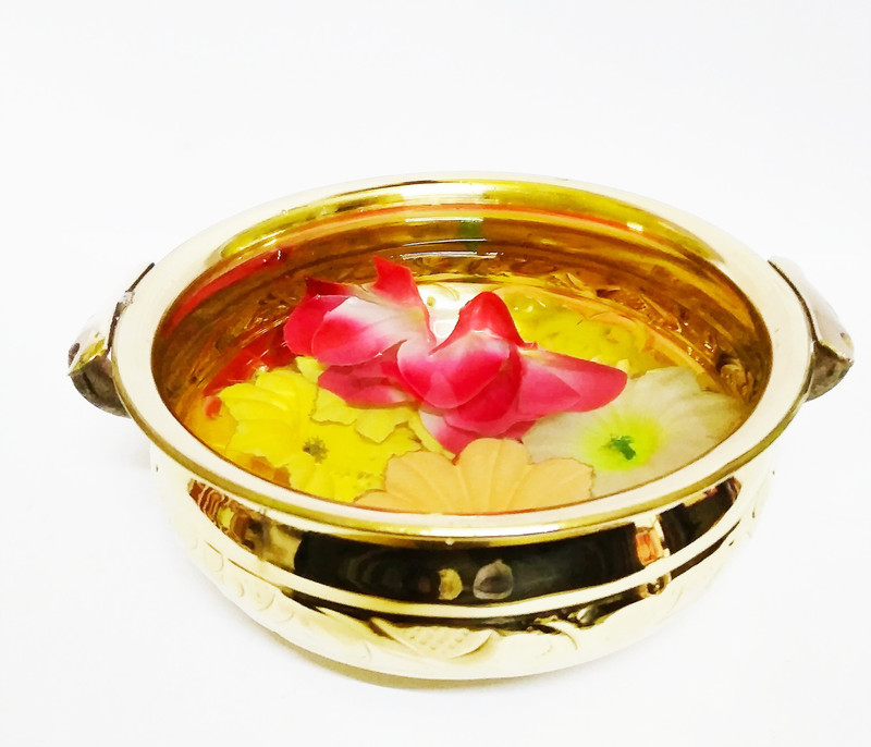 demand Decorative & Attractive Brass Designer Water Decorative Bowl (Urli) 23 cm length (Brass, Gold) Decorative Showpiece  -  9 cm(Brass, Gold)