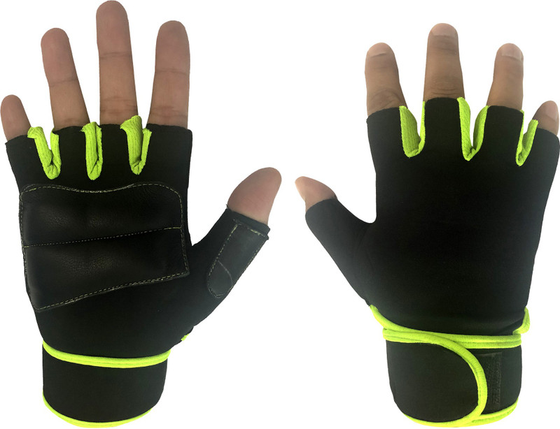 jmo27deals Gym Gloves for Weightlifting with Wrist wrap Support Gym & Fitness Gloves(Green)