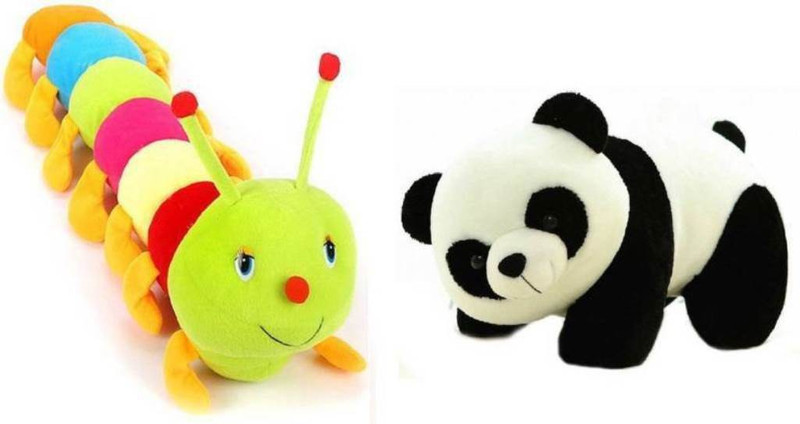 sushma fab Soft stuffed toys PANDA (26CM)CATTERPILLAR(75CM) multi colour loveable hugable for kids  - 75 cm(Multicolor)