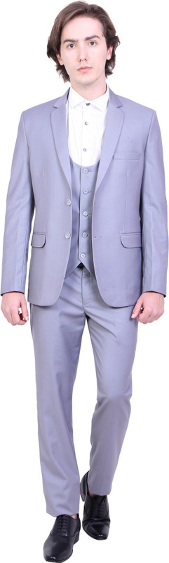 silver magnate 3 Piece suit for men Solid Men Suit
