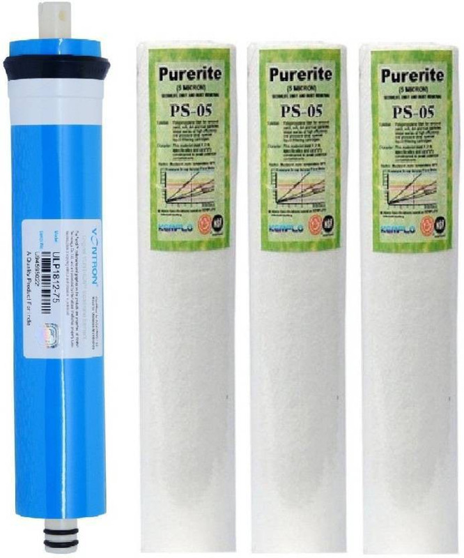 bharat traders Vontron RO Membrane 75 gpd Blue Dry TFC + Spun Filter PP Kemflow for domestic water systems Service Solid Filter Cartridge(0.5, Pack of 4)