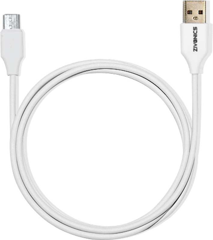 zivonics ZIV 59M Micro USB Cable(Compatible with Mobile phone, Computer ,USB hub, Power bank, White, Sync and Charge Cable)