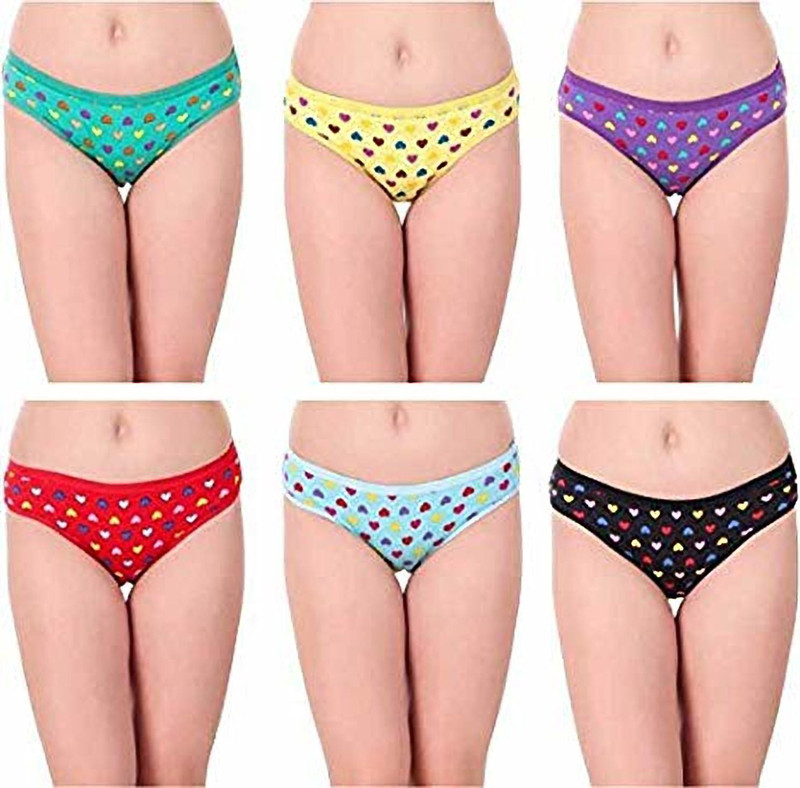 starz Women Hipster Red, Blue, Black, Yellow Panty(Pack of 6)