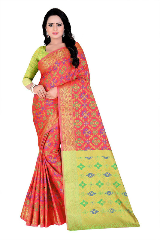 life store mart Self Design Banarasi Art Silk, Cotton Silk, Jacquard Saree(Pink)