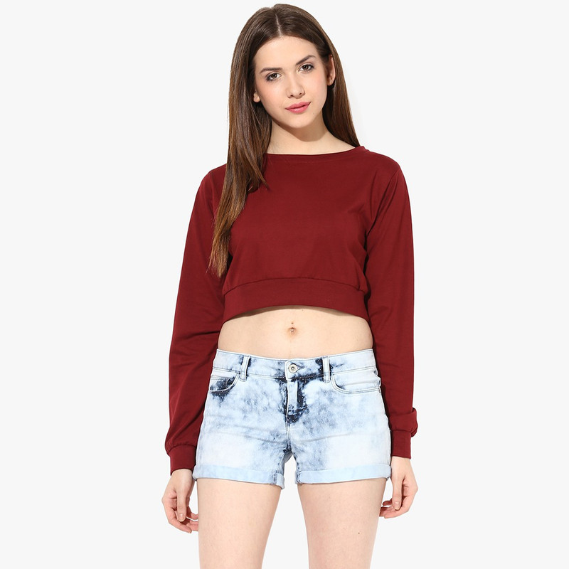 Miss Chase Casual Full Sleeve Solid Women Maroon Top Miss Chase Casual Full Sleeve Solid Women Maroon Top