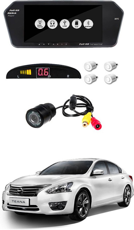 AYW AYW 7 inches Car Rear View Full HD Touch Mirror Mount Screen with Camera and white sensors for Nissan Teana Black, White LED(18 cm)