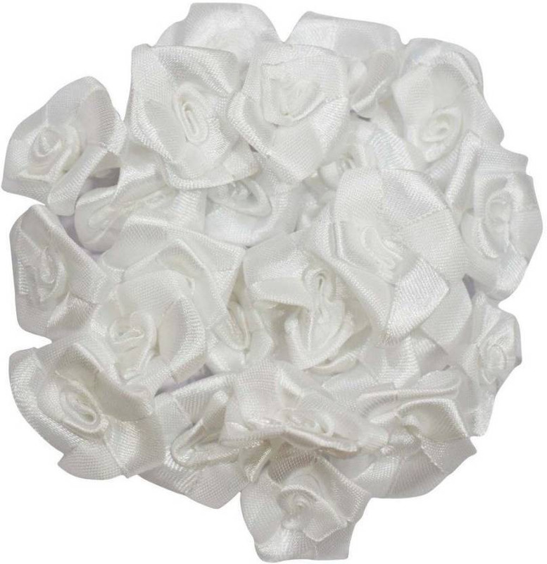devine WHITE SATIN ROSE FLOWER White Rose Artificial Flower(8.5 inch, Pack of 36)