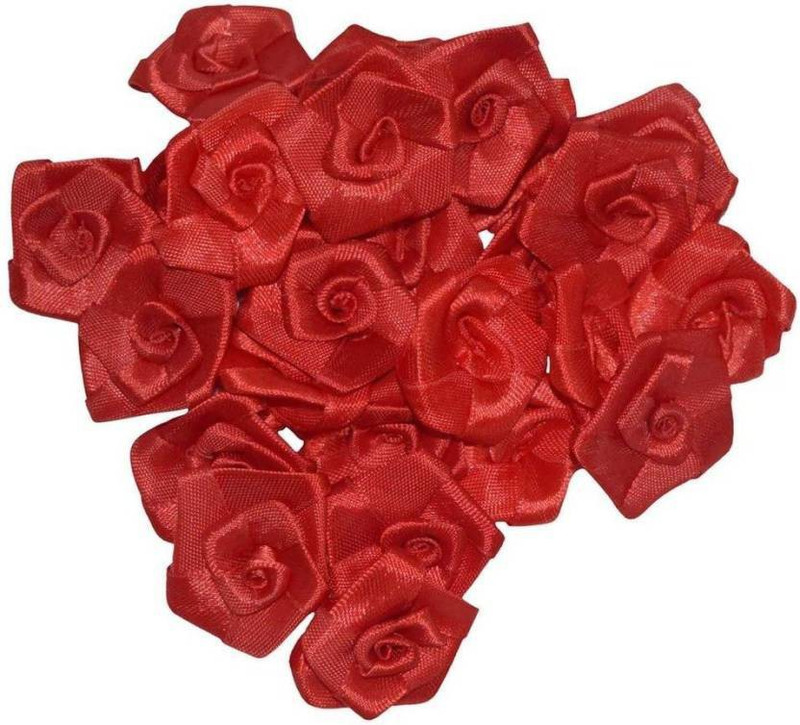 devine SATIN RIBBON FLOWER Red Rose Artificial Flower(8.5 inch, Pack of 36)