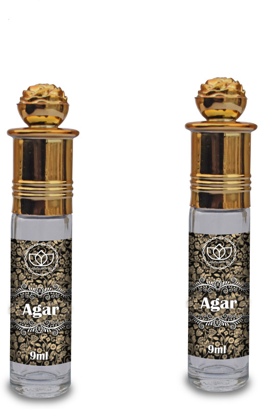 ASHTAAROMAS Set of 2 Agarwood Attar Alcohol Free for Unisex Perfumes (9 ml Each) Floral Attar(Oud (agarwood))
