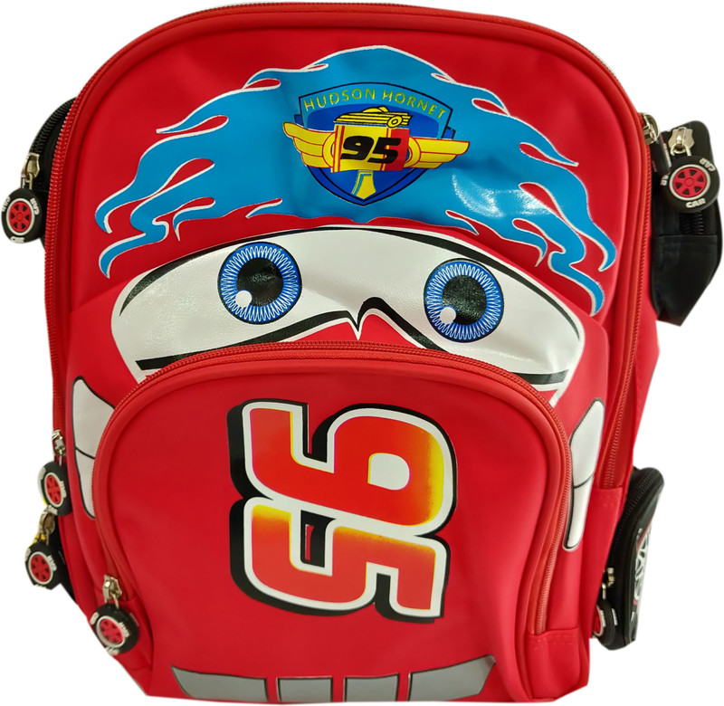 felcon Designer Cars Print For Toddlers Smart Waterproof School Bag(Red, 12 L)