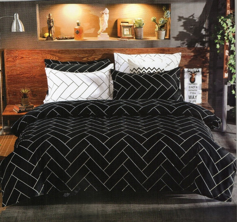 wrap 250 TC Polycotton Double Printed Bedsheet(Pack of 1, Black)