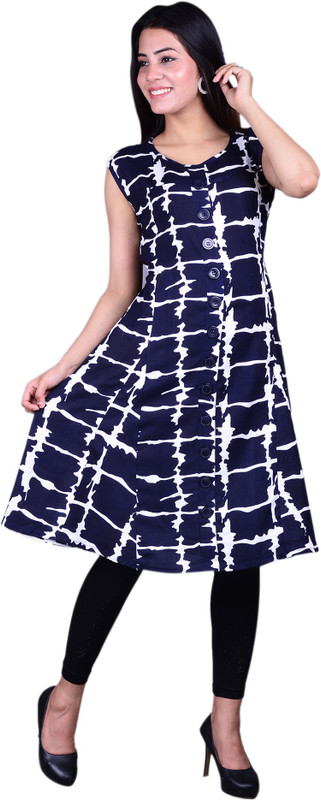 anki fashion Women Leheriya A-line Kurta(Blue)
