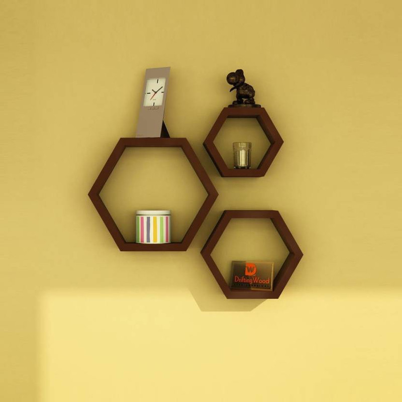 star crafts art exacorner shelf MDF (Medium Density Fiber) Wall Shelf(Number of Shelves - 3, Brown)