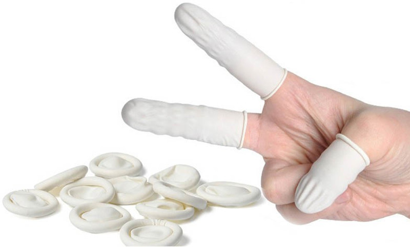 sky enterprise shop Esd Safe (Anti Static) Finger Cots White [Pack 10 pc] Latex  Safety Gloves(10)
