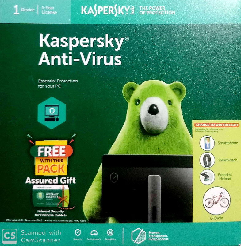 kaspersky antivirus Anti-virus 1 User 1 Year(Voucher)