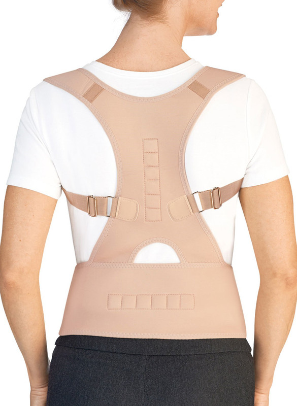 world style Magnetic Breathable Adjustable g4 Correction Belt clavicle protector Back Support Back & Abdomen Support(Brown)