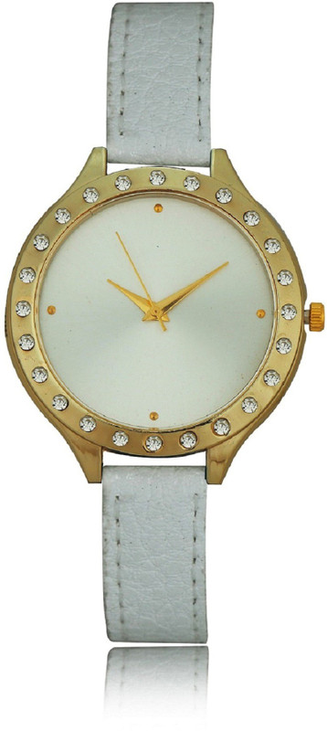 Geneva Platinum Big Dial Studded Solid Analog Watch - For Women