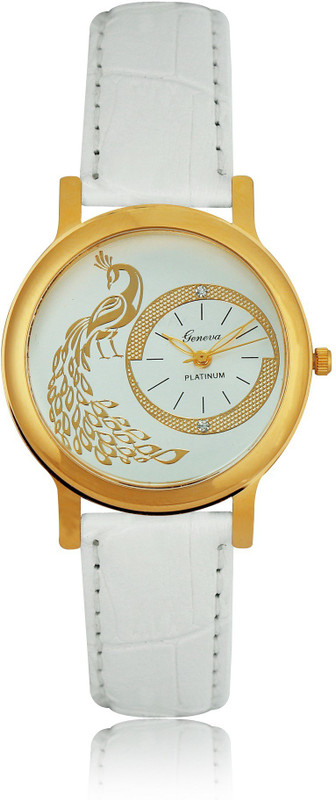 Geneva Platinum Peacock Dial Analog Watch - For Women
