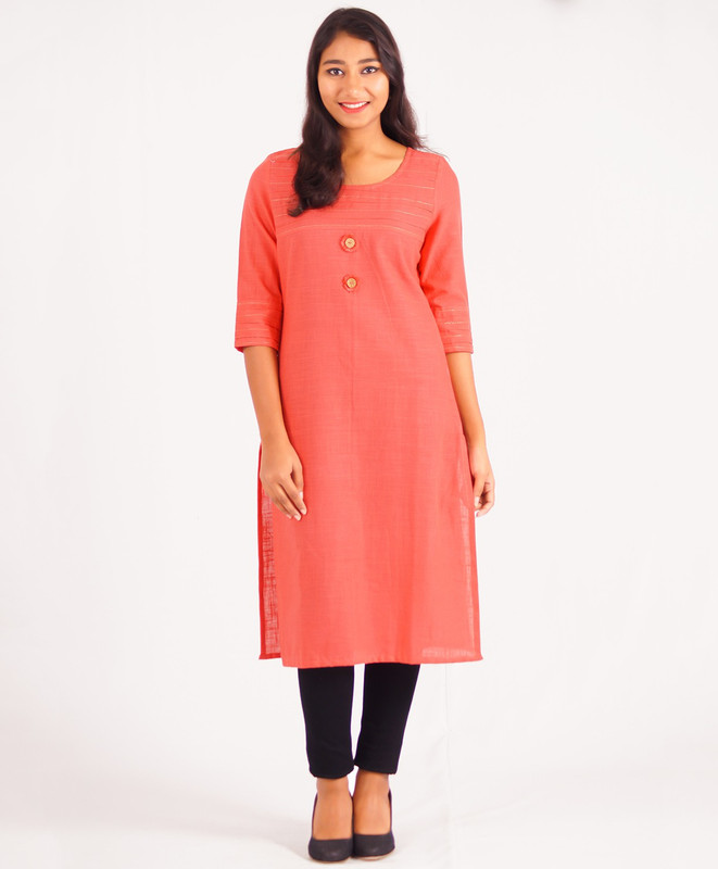 harvey trendz Women Solid Straight Kurta(Pink)
