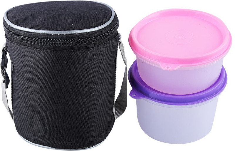 granify Lunch Box Black Bag Small , Pink / Purple Color , Air Tight , Fresh Food Lunch-D-D6 2 Containers Lunch Box(750 ml)