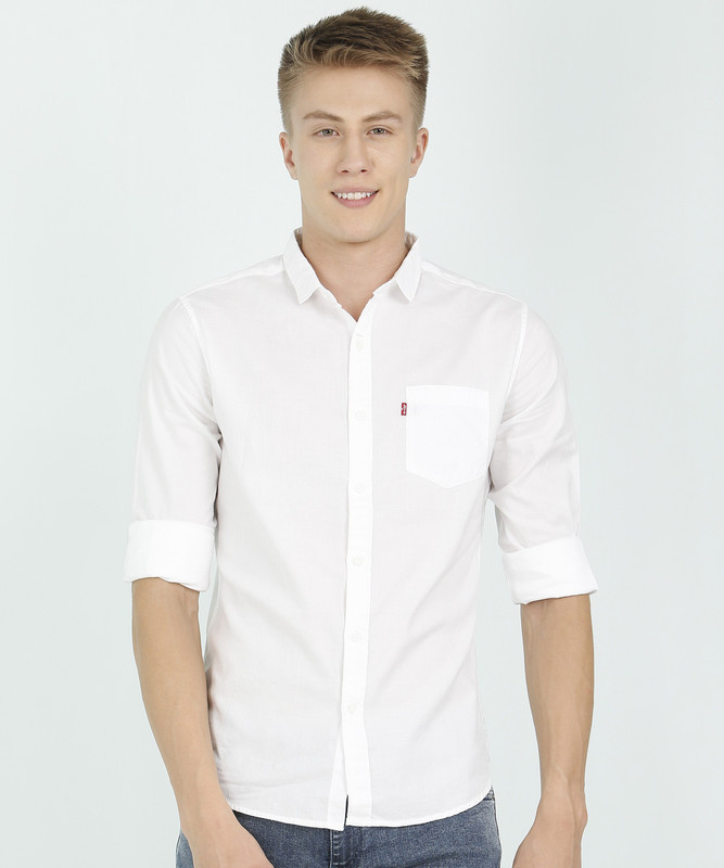 Levi's Men Solid Casual White Shirt 