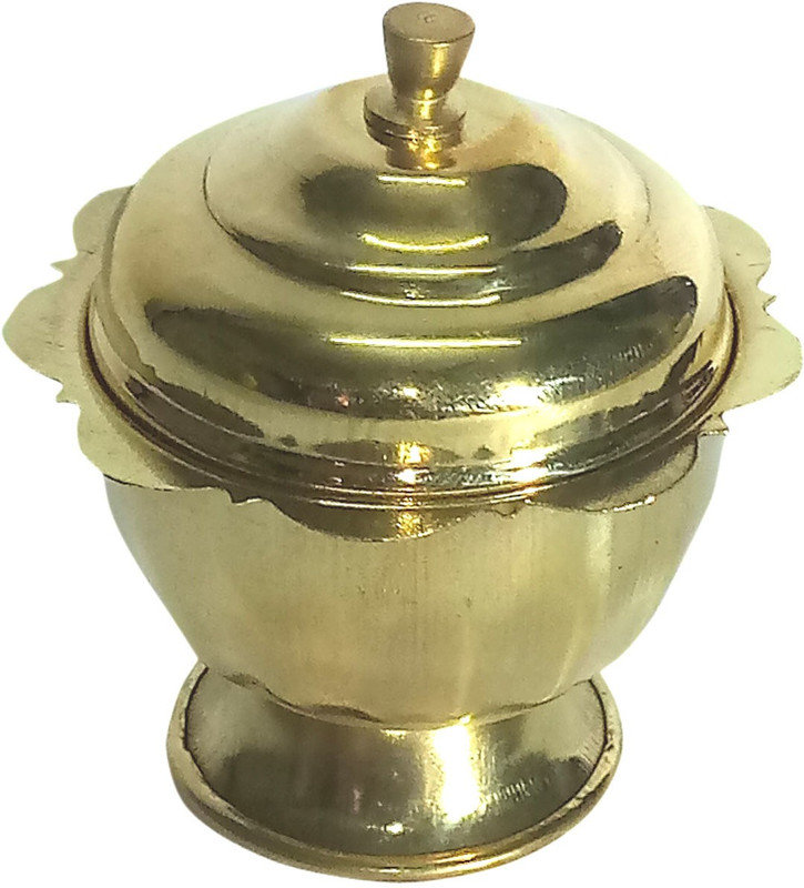 sun surya Craft Designer Handcrafted Brass Metal Kumkum Box-6 cm (Medium Size), Sindoor Box, Kumkum Pot, Sindoor Pot, Sindoor Dabbi, Kumkum Dabbi, Kumkum Bharni Decorative Showpiece - 6 cm (Brass, Yellow) Decorative Showpiece  -  6 cm(Brass)