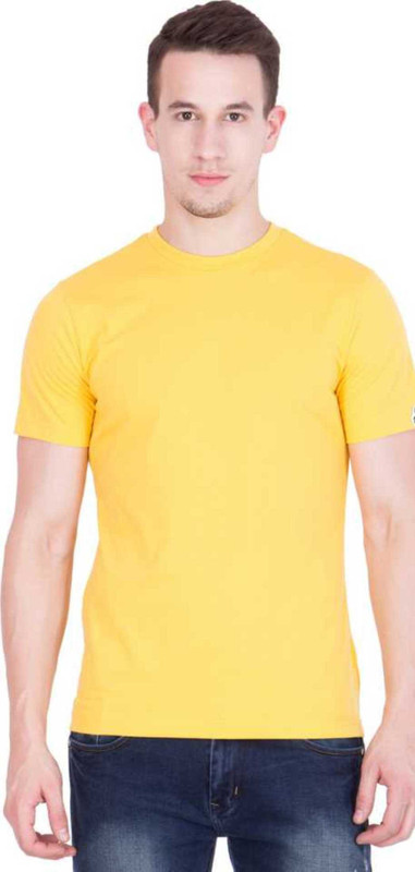 trendzters Solid Men & Women Round Neck Reversible Yellow T-Shirt