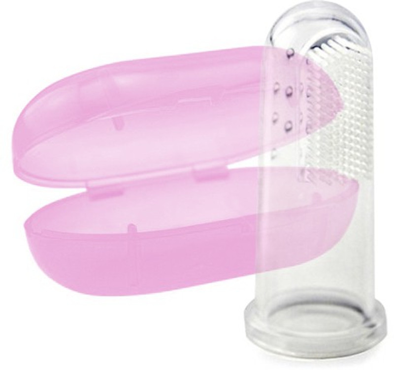 Beebaby Silicone Finger Brush With Carry Case (Pink) Extra Soft Toothbrush