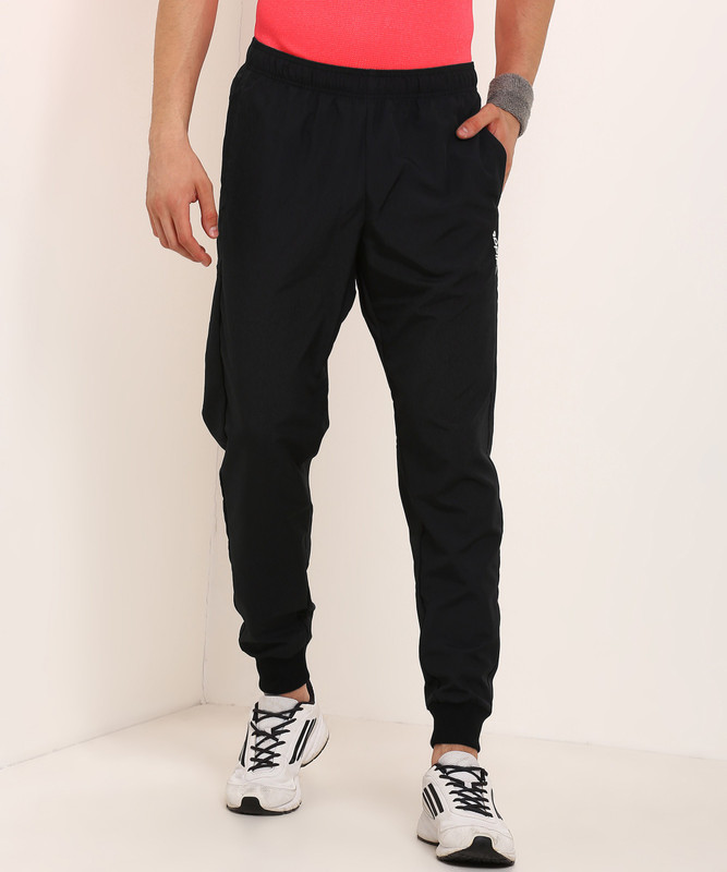 Adidas solid men's hotsell black track pants