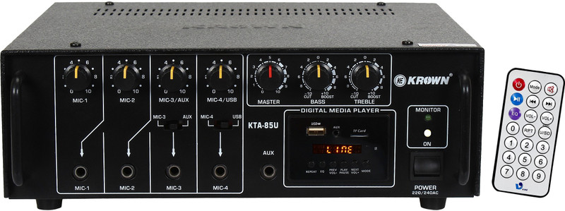 KE Krown KTA-85U PA Amplifier with Bluetooth, USB Player, 4 Mic Input 80 W AV Power Amplifier(Black)