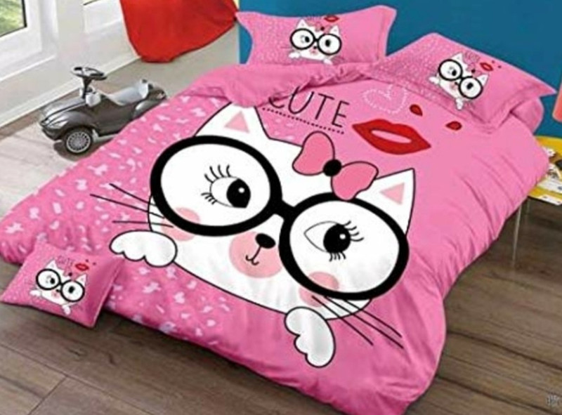 nimbus collections 230 TC Cotton Double Cartoon Bedsheet(Pack of 1, Pink)