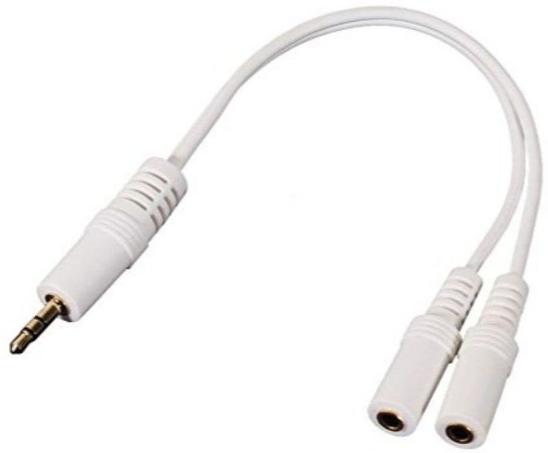 DOMO White AS235W 3.5 mm Audio Splitter Adapter is a Wire Type 2 movable connectors Phone Converter(Android, iOS)