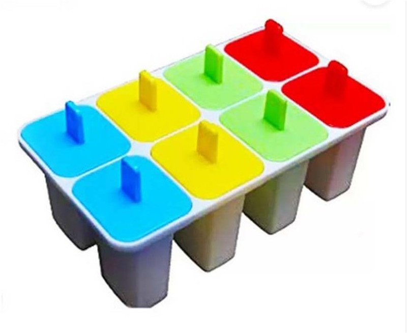 ethniccreations2 Special 8 Pcs Ice Cream Candy Kulfi Maker Mould Set (Multicolor) Multicolor Plastic Ice Cube Tray(Pack of 8)