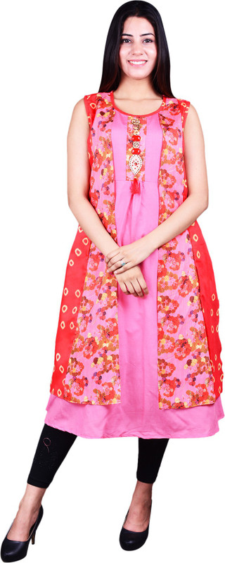 anki fashion Women Printed A-line Kurta(Pink, Red, Yellow)