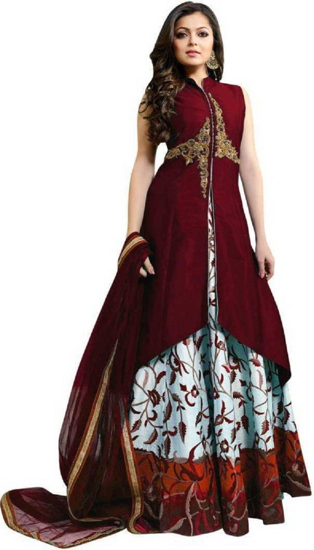 kasturi designer Embroidered Semi Stitched Ghagra Choli(Maroon)