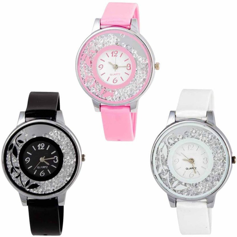spirits 552 Black pink White-189 New Stylish Moveble Diamond Combo Watch For Girls & Women Analog Watch  - For Women