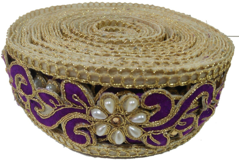 ramdev lace women saree border lace 406 (length: 9 meter& width: 5cms& color: purple)
