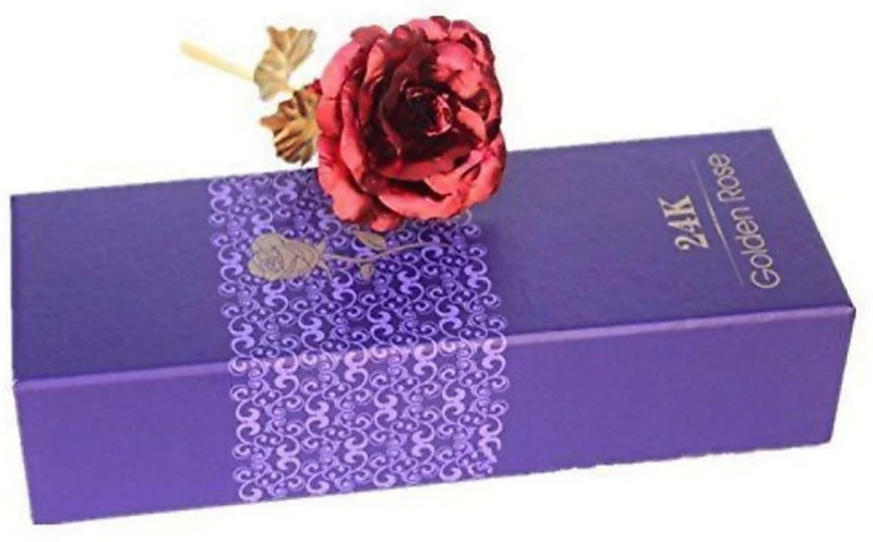 prathana Red, Gold Rose Artificial Flower(18 inch, Pack of 1)