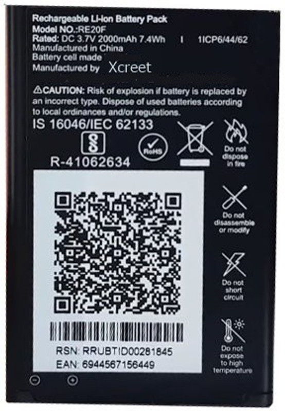 Xcreet Mobile Battery For Lyf Jio Re20f Re 20f 3 7v 2000mah Model No Re20f Buy Online In Gibraltar At Gibraltar Desertcart Com Productid 147354710 Q:would it work same as the original and can it give same battery back up in f120b? xcreet mobile battery for lyf jio re20f