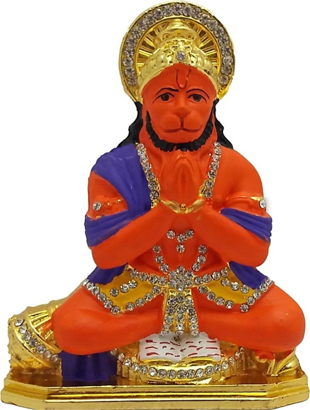 santramenterprises Hunuman God Idoles Statue Home Decor Item Decorative Showpiece  -  10 cm(Brass, Multicolor)
