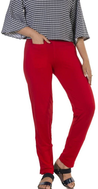 fly women Slim Fit Women Red, Black Trousers