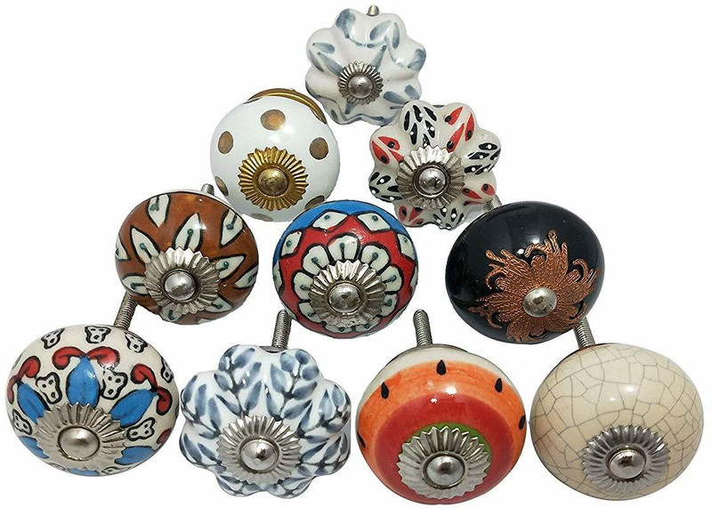 uv creation Ceramic Cabinet/Draw Pull(Multicolor Pack of 10)