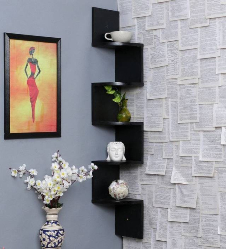 all crafts art zig zeg wall shelf MDF (Medium Density Fiber) Wall Shelf(Number of Shelves - 5, Brown)