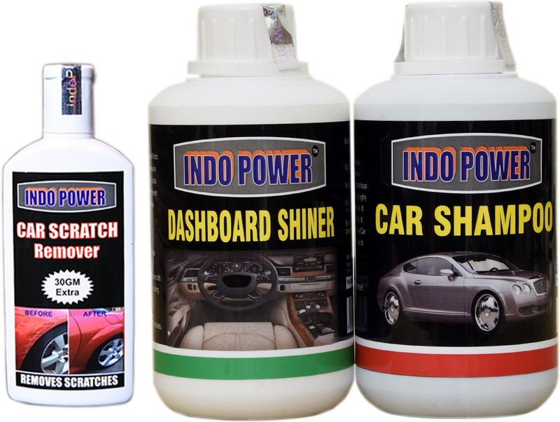 indopower CAR SHAMPOO 250ml+ DASHBOARD SHINER 250ml+ scratch remover 100gm. CW222 Vehicle Interior Cleaner(500 g)
